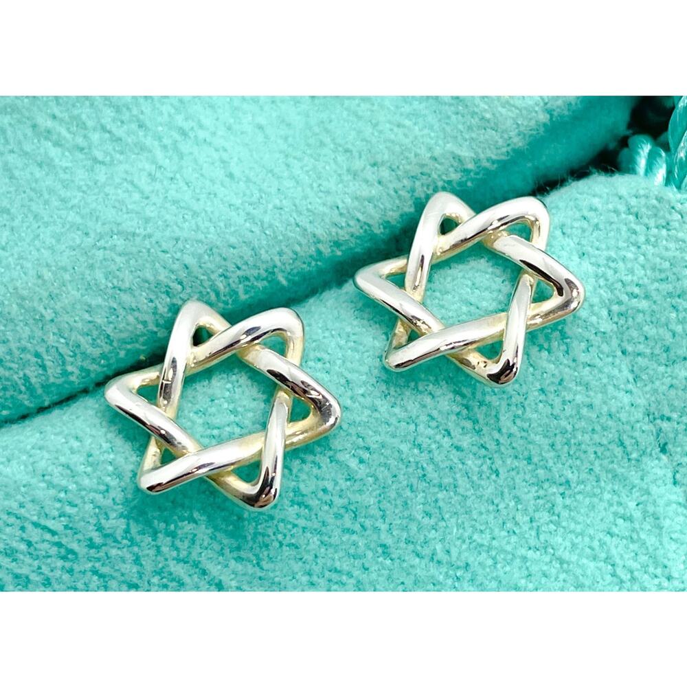 Tiffany & Co Silver Star Of David Peretti Stud Earrings Super Rare
